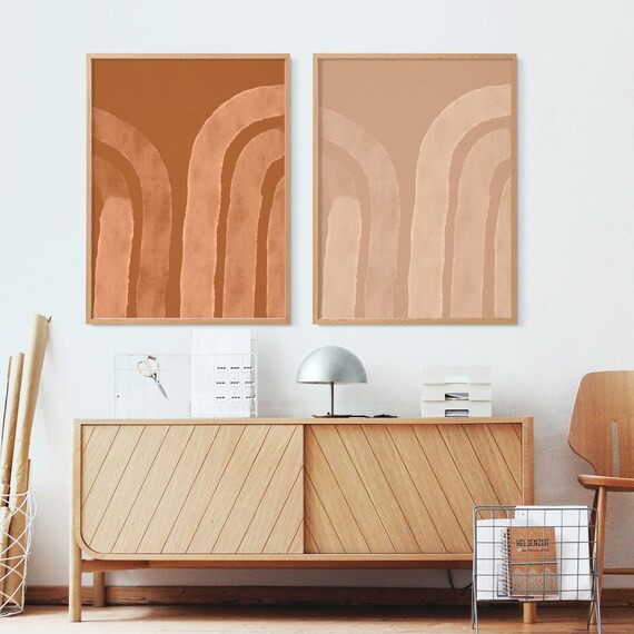 Printable wall art set of 2 prints, two abstract downloadable, printable modern arch poster, geom... | Etsy (US)