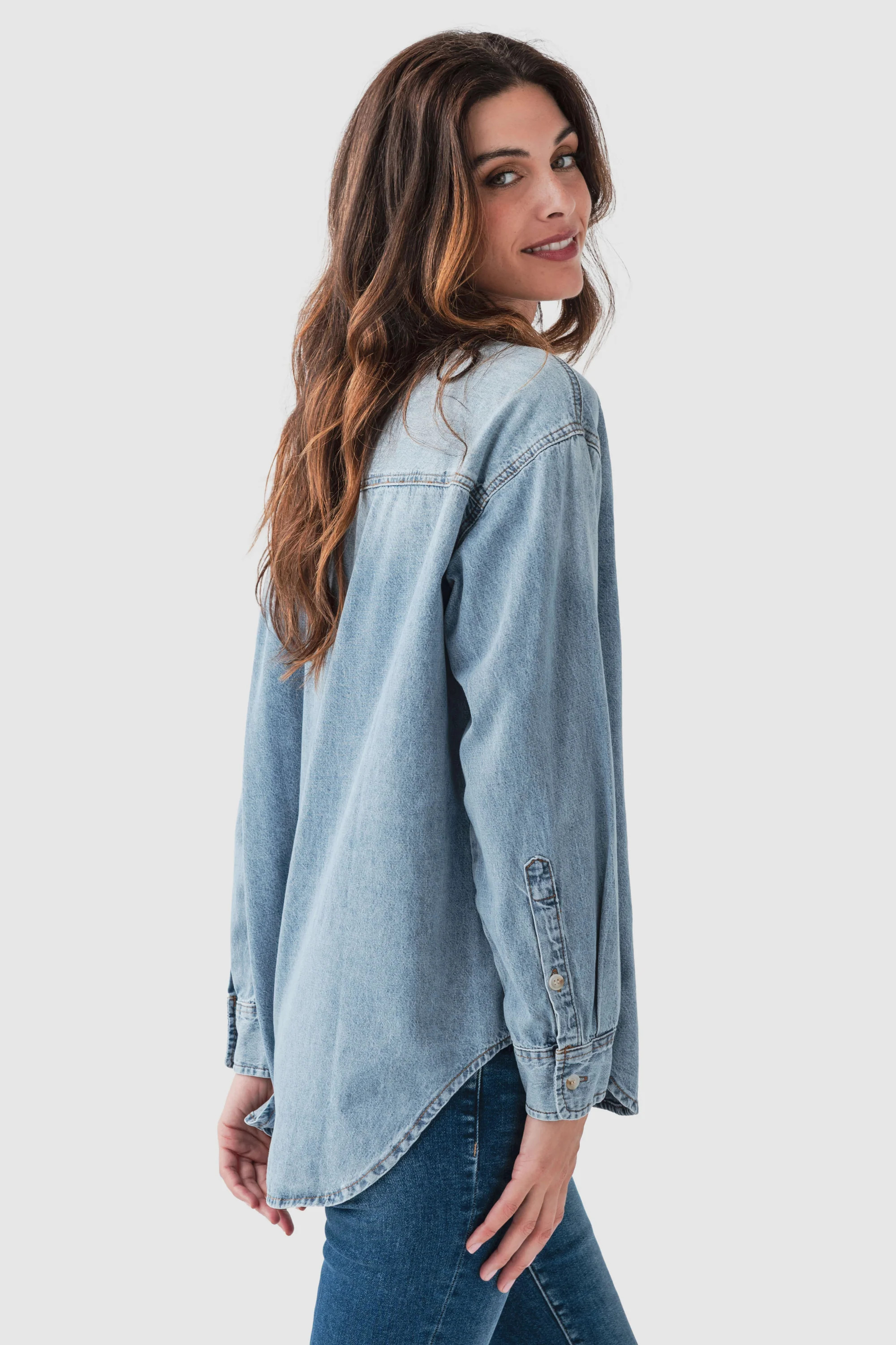 By Together Denim Button Up Top | Social Threads