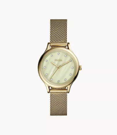Laney Three-Hand Gold-Tone Stainless Steel Watch | Fossil (US)