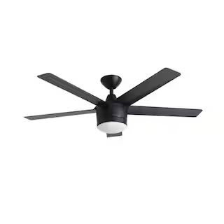 Home Decorators Collection Merwry 48 in. Integrated LED Indoor Matte Black Ceiling Fan with Light... | The Home Depot