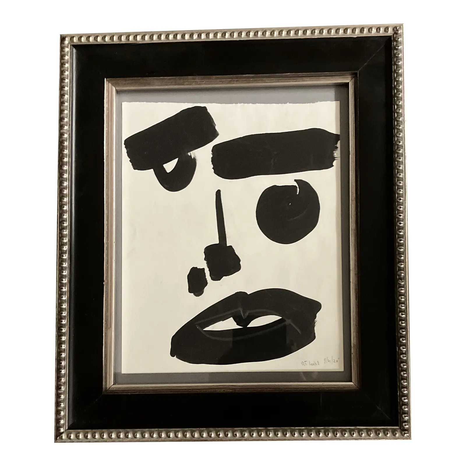 Contemporary Original Robert Cooke Abstract Portrait Painting Framed | Chairish