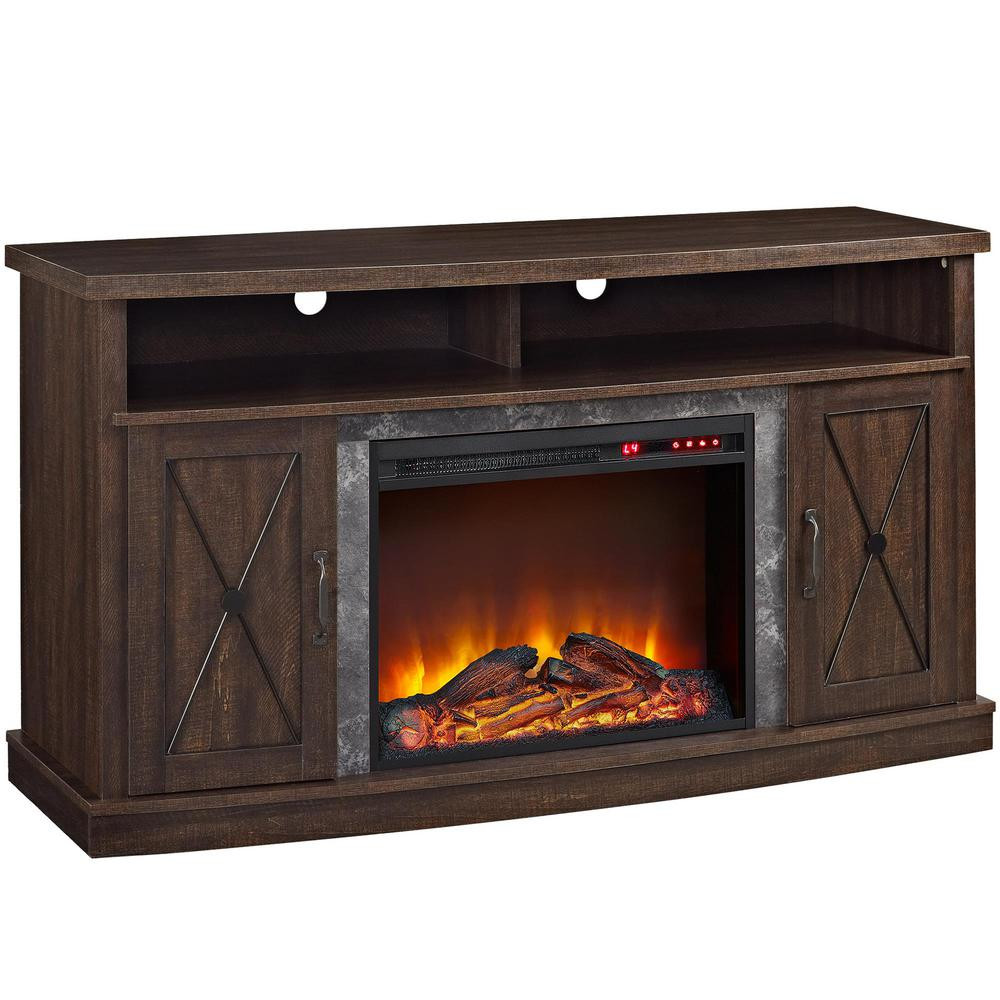 Ameriwood Home Yucca 53.5 in. Freestanding Electric Fireplace TV Stand in Espresso for TVs Up to 60  | The Home Depot