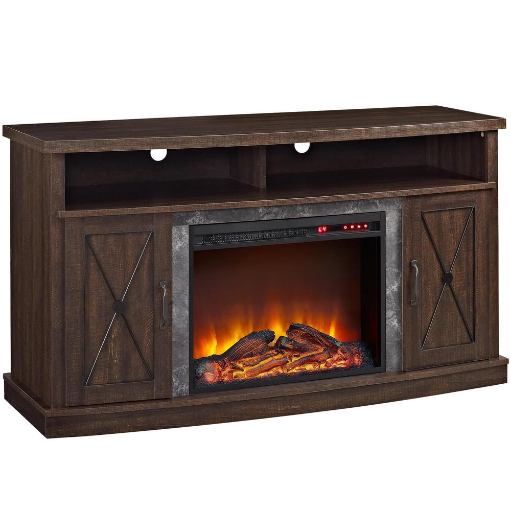 Ameriwood Home Yucca 53.5 in. Freestanding Electric Fireplace TV Stand in Espresso for TVs Up to 60  | The Home Depot