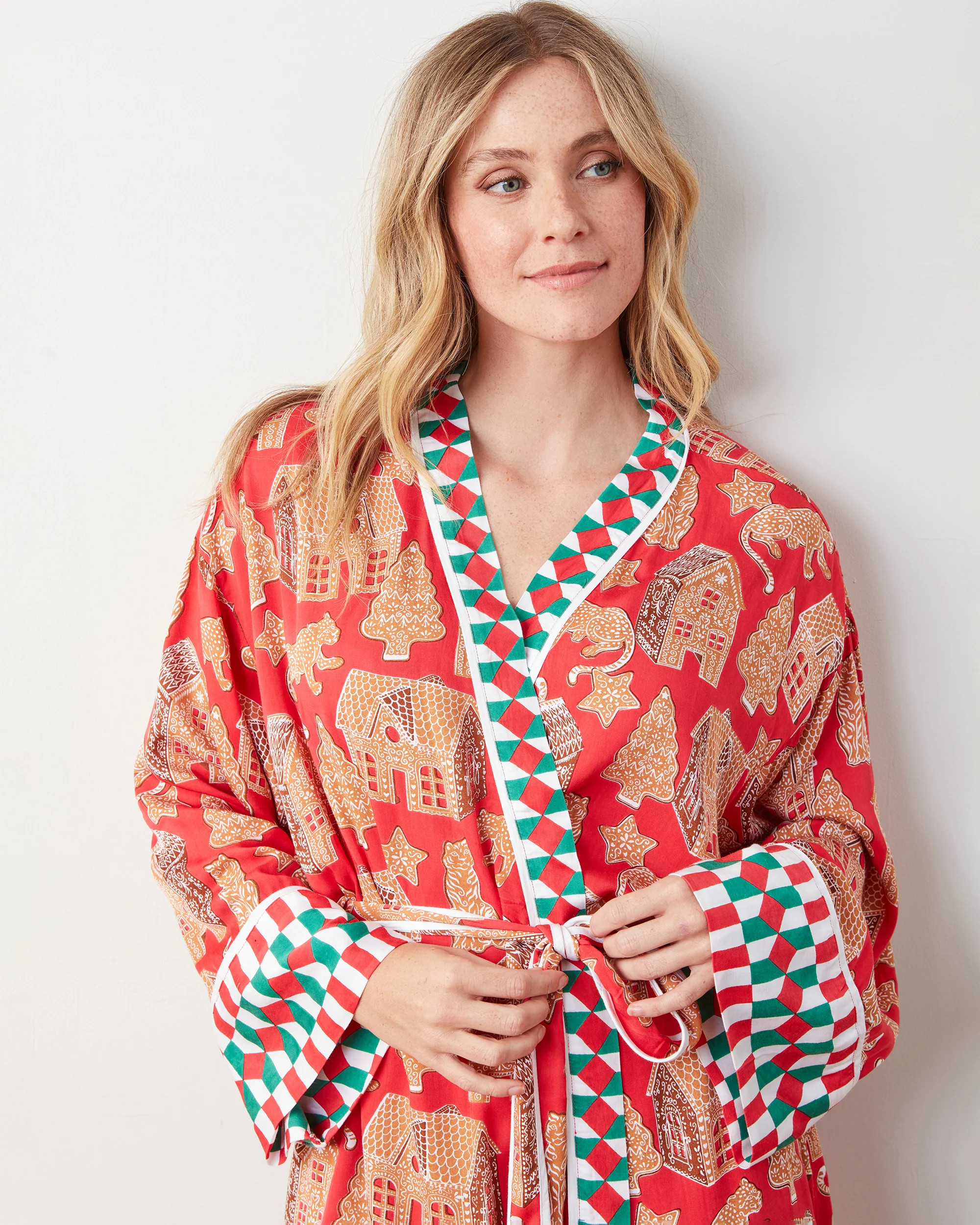 Gingerbread Party - Women's Satin Robe - Ruby | Printfresh