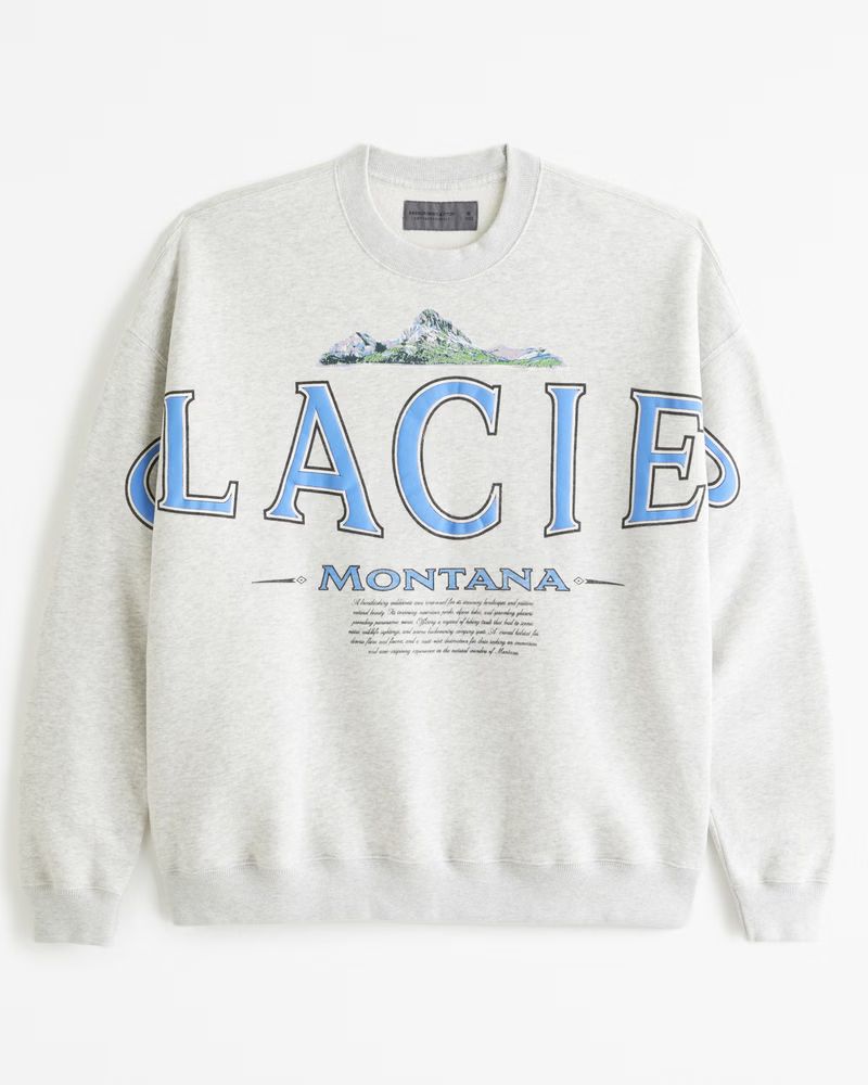 Abercrombie & Fitch Men's Glacier Graphic Crew Sweatshirt in Heather Grey - Size XS | Abercrombie & Fitch (US)