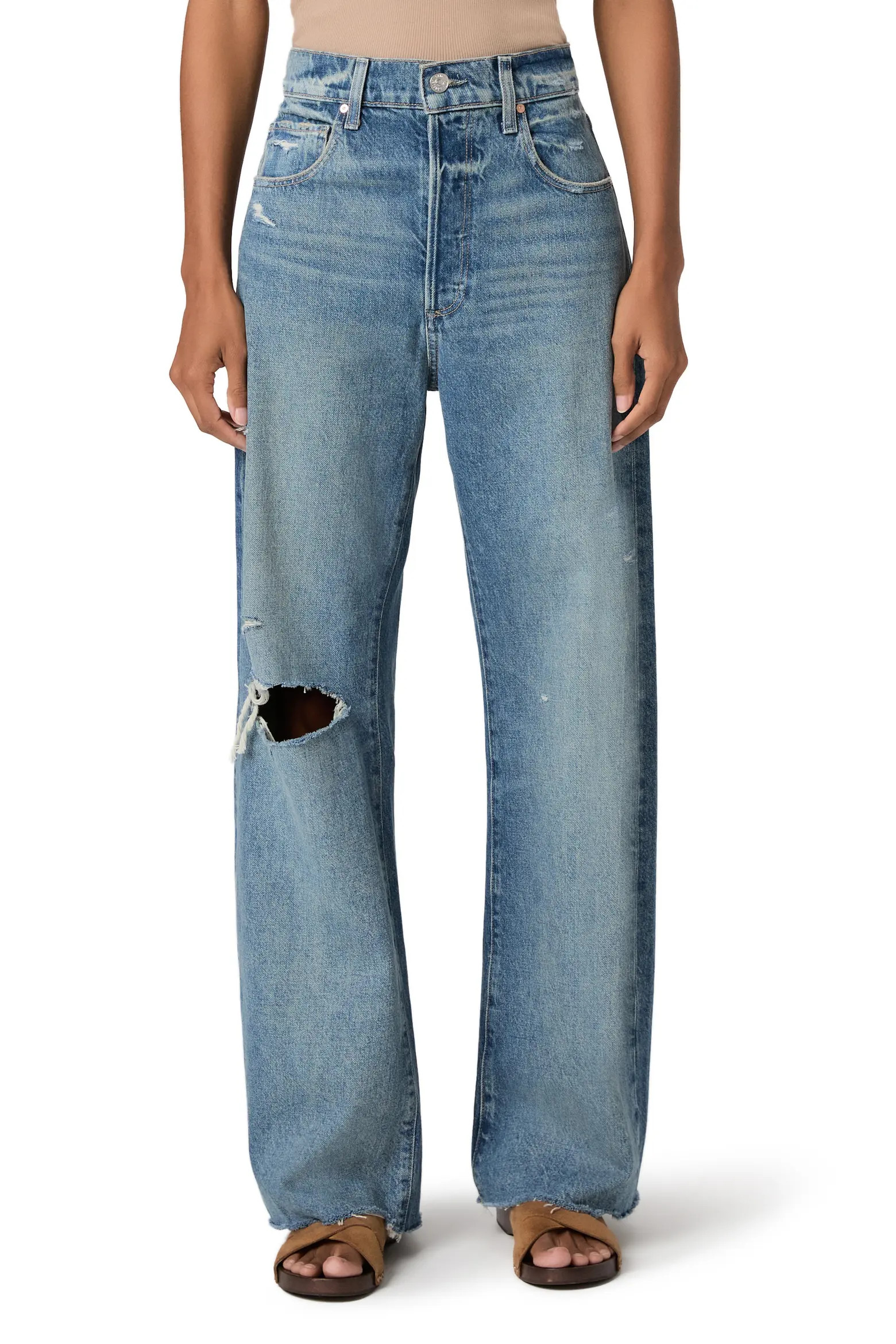 PAIGE Arellia Skimmer Covered Button Fly Wide Leg Jeans (Women) | Nordstrom | Nordstrom