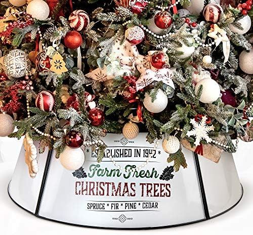 KIBAGA Farmhouse Christmas Tree Collar - Authentic Easy Set Up 30" Tree Ring - Beautiful White Ch... | Amazon (US)