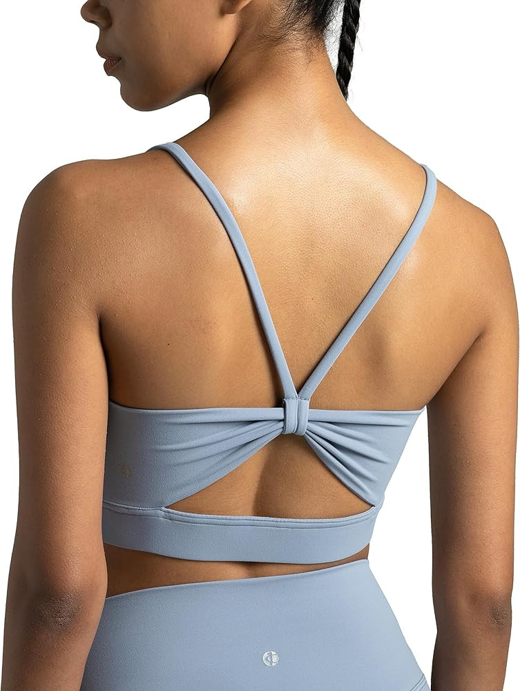 Colorfulkoala Women's Dreamlux Bowknot Strappy Sports Bras Light Impact Workout Yoga Tops | Amazon (US)