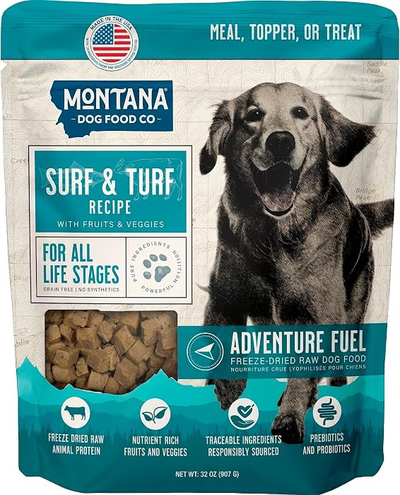 MONTANA DOG FOOD CO. Freeze-Dried Raw Surf & Turf Recipe Dog Food \u2013 Grain-Free, High-Protein... | Amazon (US)