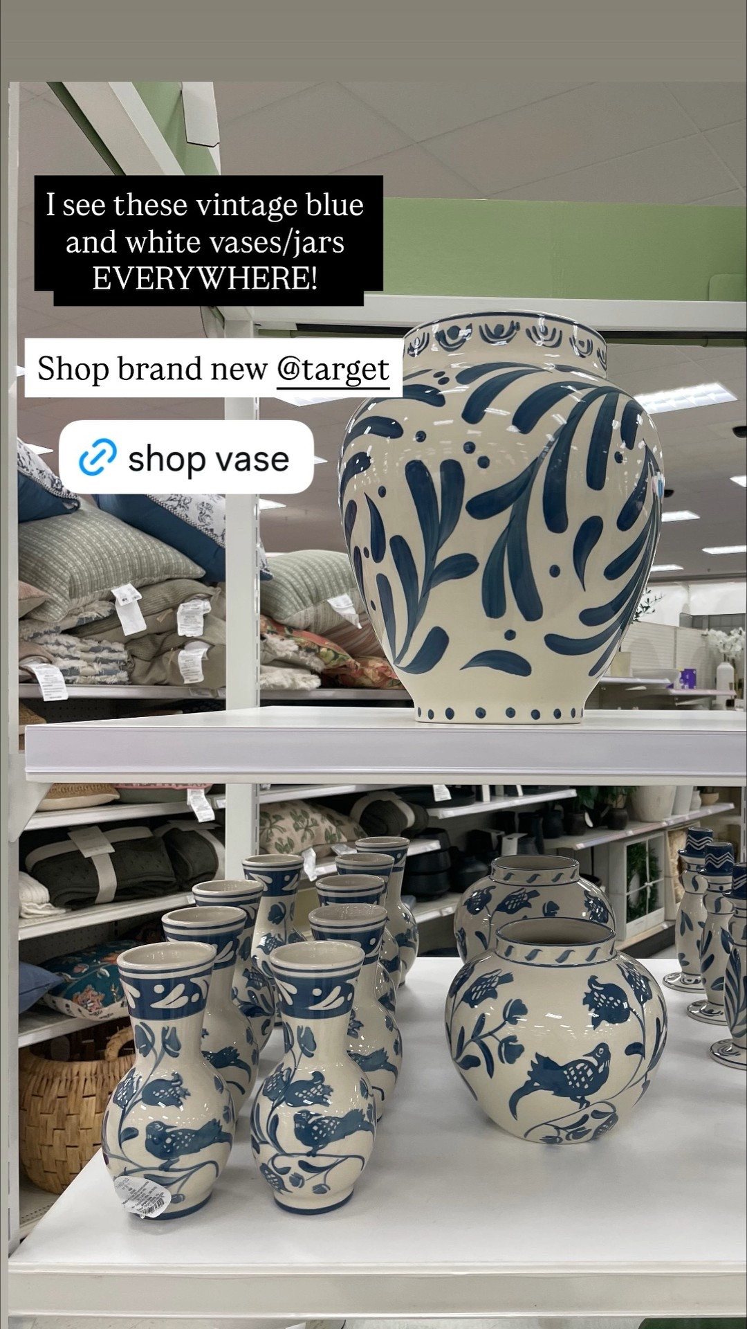 I see these vintage blue and white vases/jars EVERYWHERE!  Shop brand new @target
