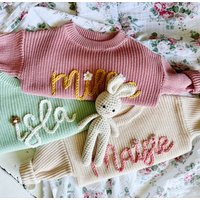 Personalized Hand Embroidered Baby & Toddler Sweaters // Name Gift | Etsy (US)
