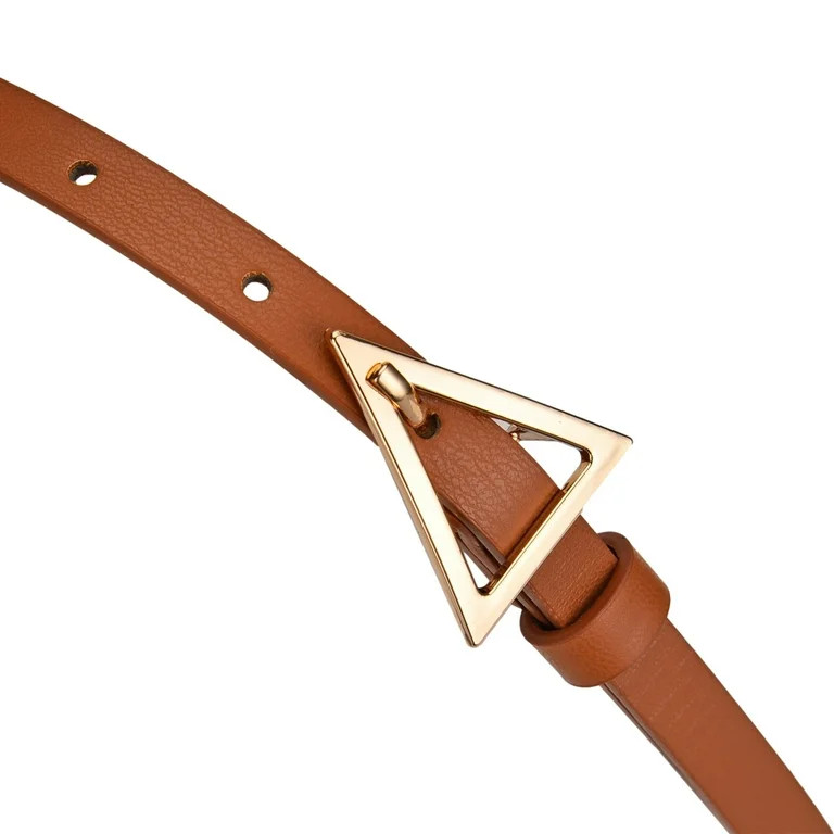 Nokiwiqis Women's Skinny Leather Belt, Ladies Triangle Pin Buckle Belt | Walmart (US)