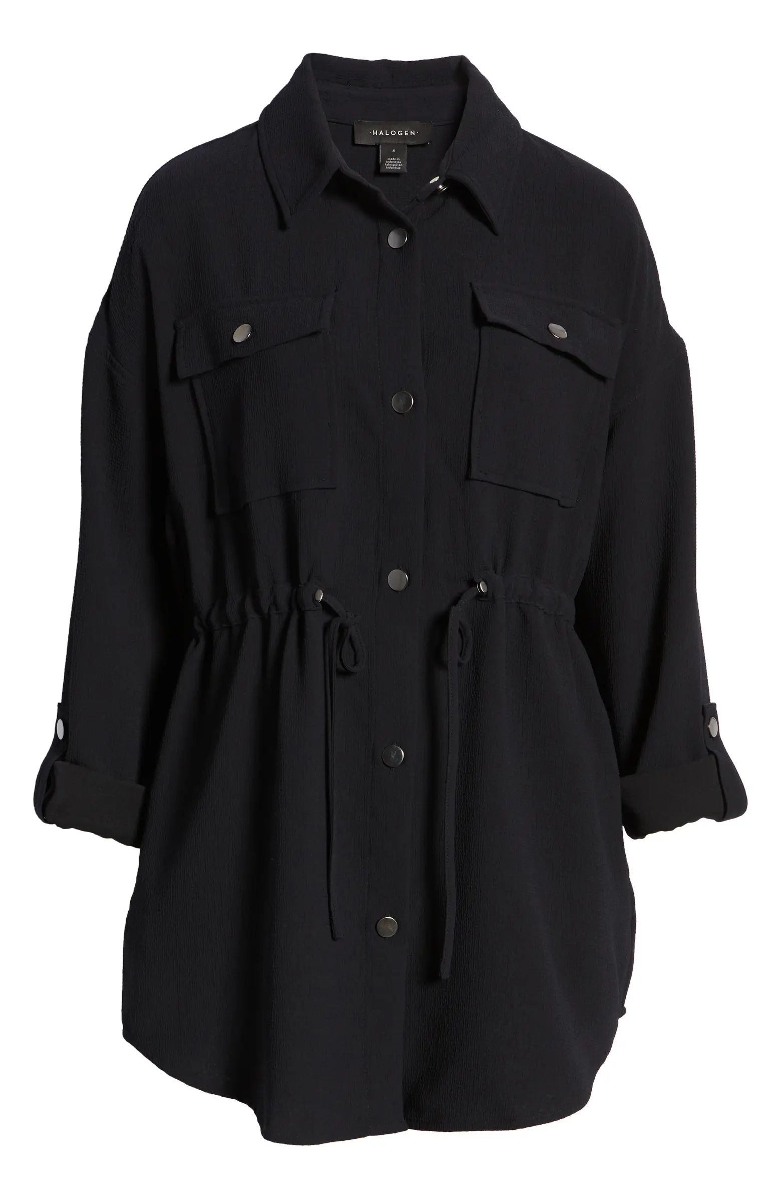 Halogen® Cinched Waist Shirt Jacket | Nordstrom | Nordstrom