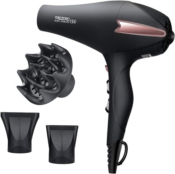 Diffuser Hair Dryer, 2200 Watt Professional Ionic Salon Blow Dryer, Ceramic Tourmaline Hairdryer ... | Amazon (US)