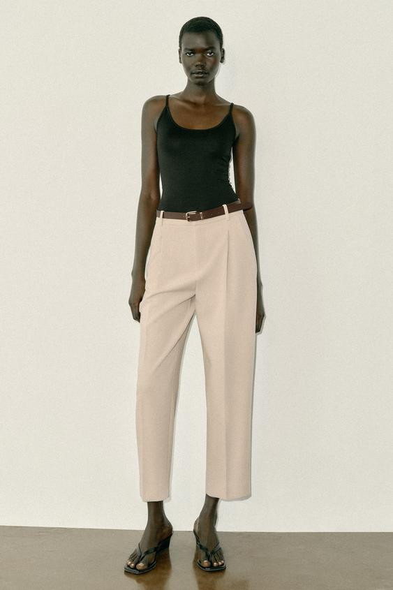 CROPPED TROUSERS WITH BELT | Zara UK