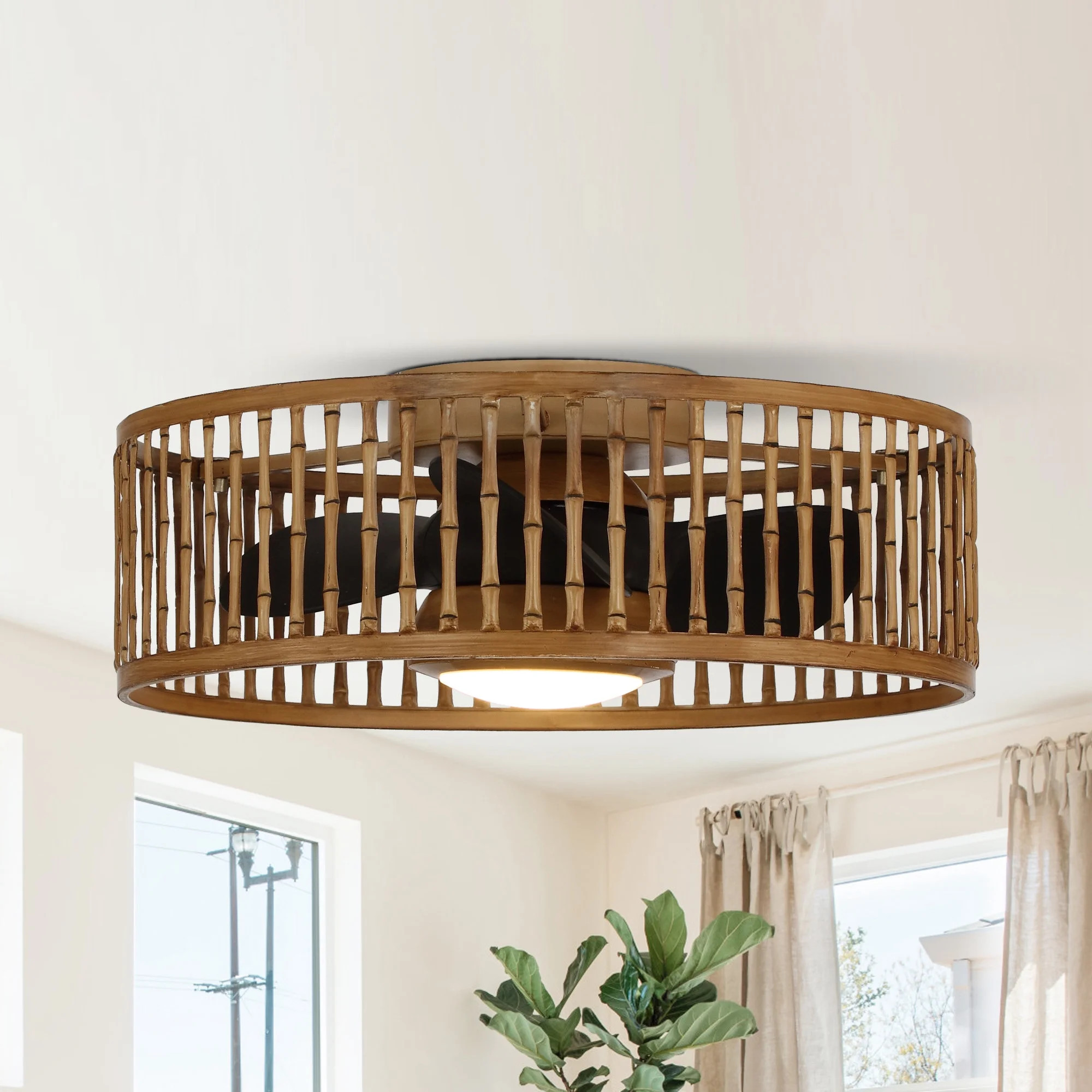 Parrot Uncle Ceiling Fan with Lights and Remote Vintage Low Profile Flush Mount Ceiling Fan with ... | Walmart (US)