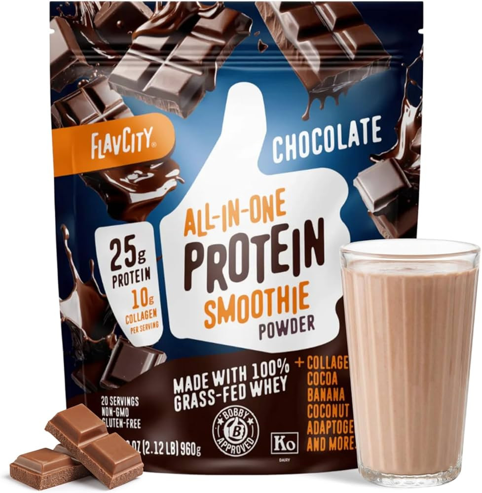 FlavCity Chocolate All in One Protein Shake Powder - On the Go Meal Alternative + Collagen Peptid... | Amazon (US)