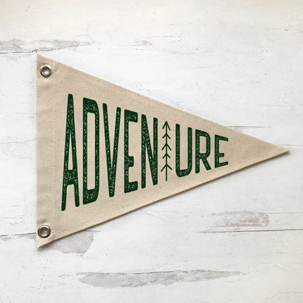 Nursery Wall Decor, Adventure Pennant Flag Wall Art Banner, Kids Room or Office, Trailer Decor