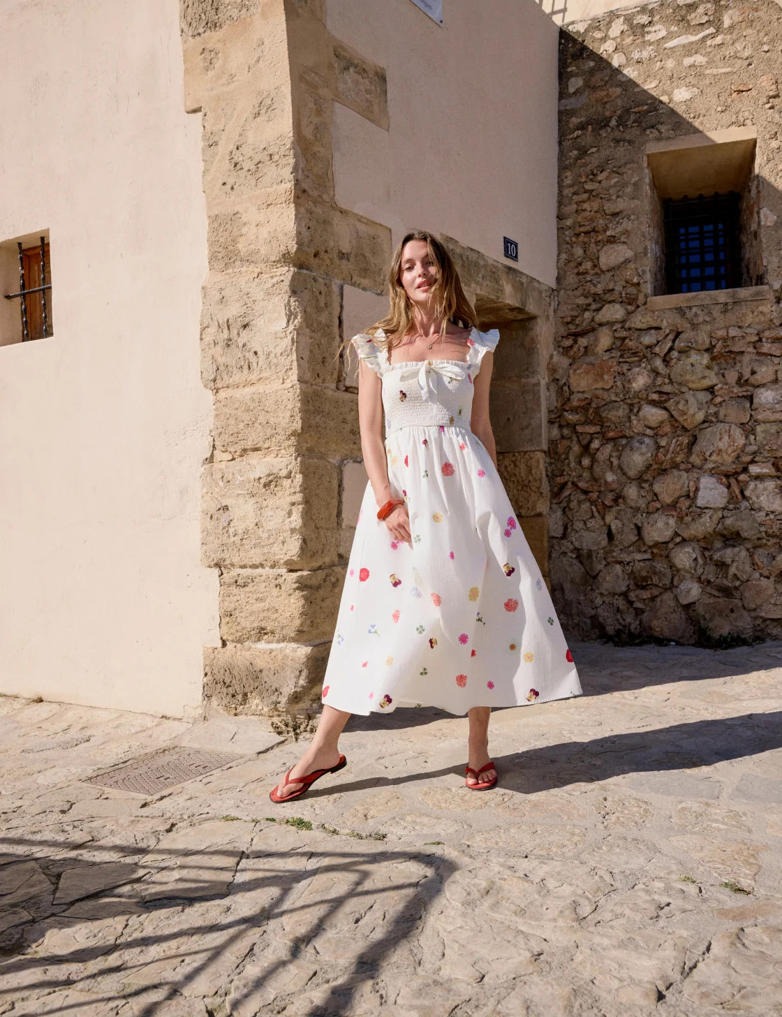 White Floral Shirred Christina Midi Dress | Nobody's Child