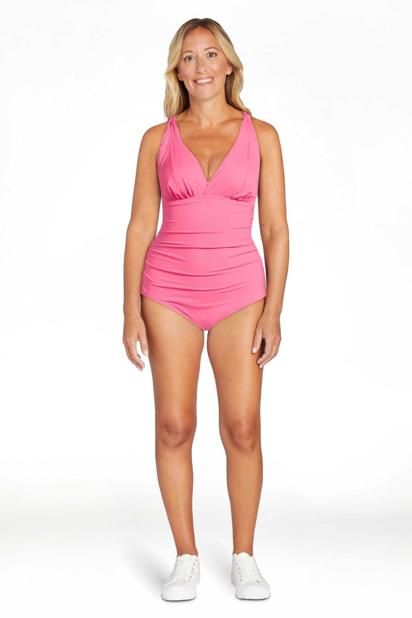 Time and Tru Women's and Women's Plus Plunge V Neck One Piece Swimsuit, Sizes XS-3X | Walmart (US)