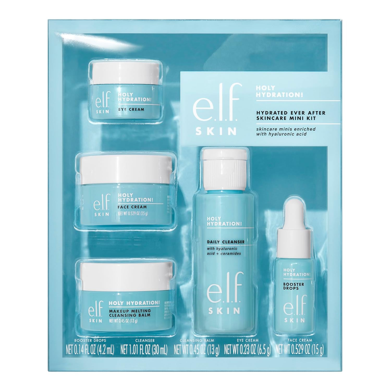 e.l.f. SKIN Holy Hydration! Hydrated Ever After Skincare Mini Kit, Cleanser, Makeup Remover, Mois... | Amazon (US)