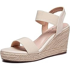 Vepose Women's 881 Wedge Sandals Elastic Ankle Strap Espadrilles Platform Open Toe High Heel Stre... | Amazon (US)