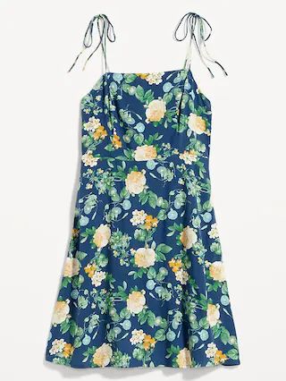 Fit &#x26; Flare Matching Tie-Strap Mini Dress for Women | Old Navy (US)