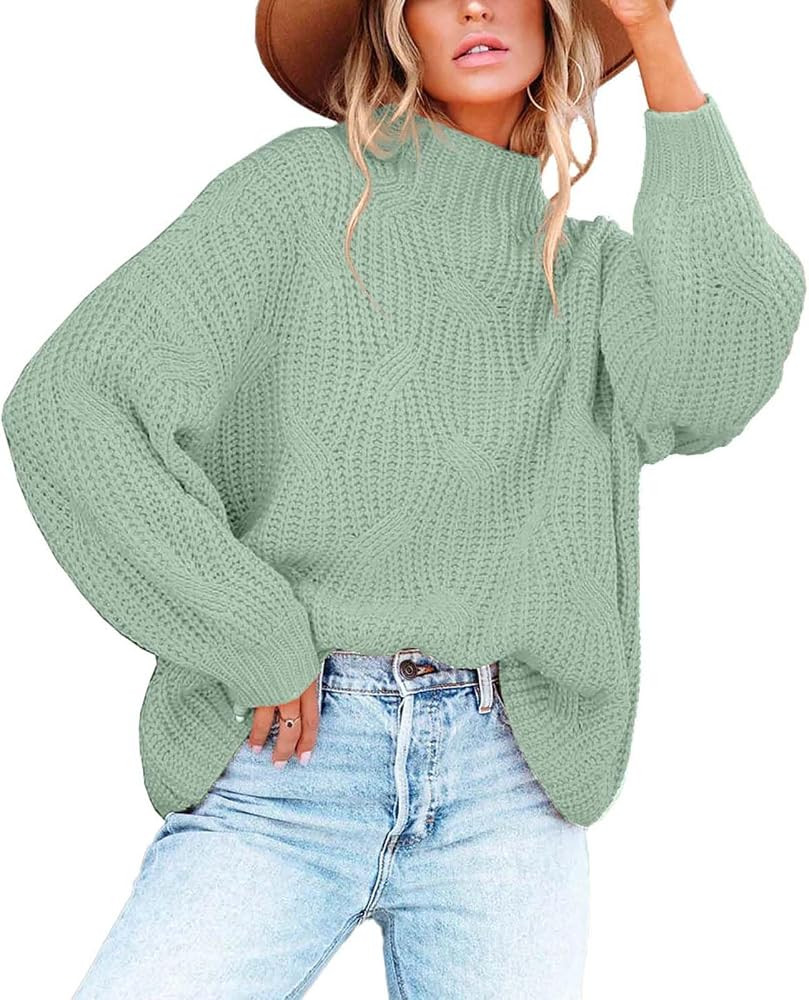 BWQ Women's 2024 Fall Oversized Pullover Sweaters Loose Casual Crewneck Long Sleeve Chunky Soft C... | Amazon (US)