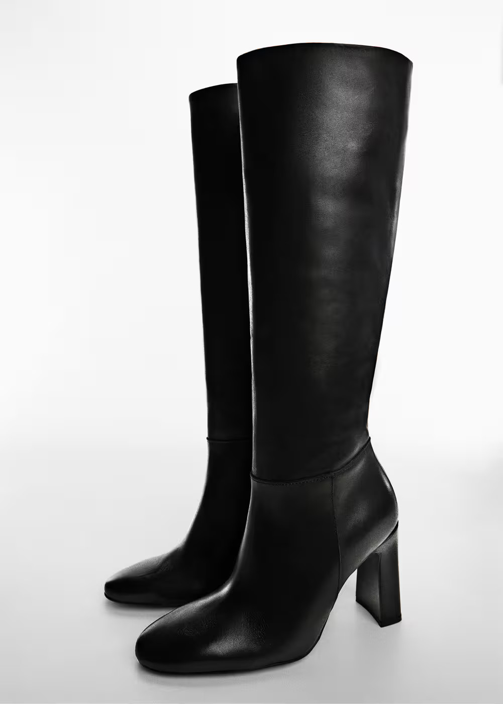 Leather boots with tall leg -  Women | Mango USA | MANGO (US)
