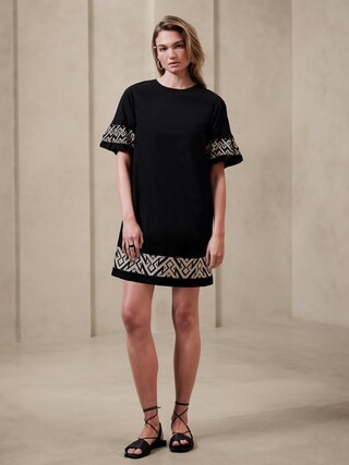 Embroidered-Sleeve Mini Dress | Banana Republic Factory