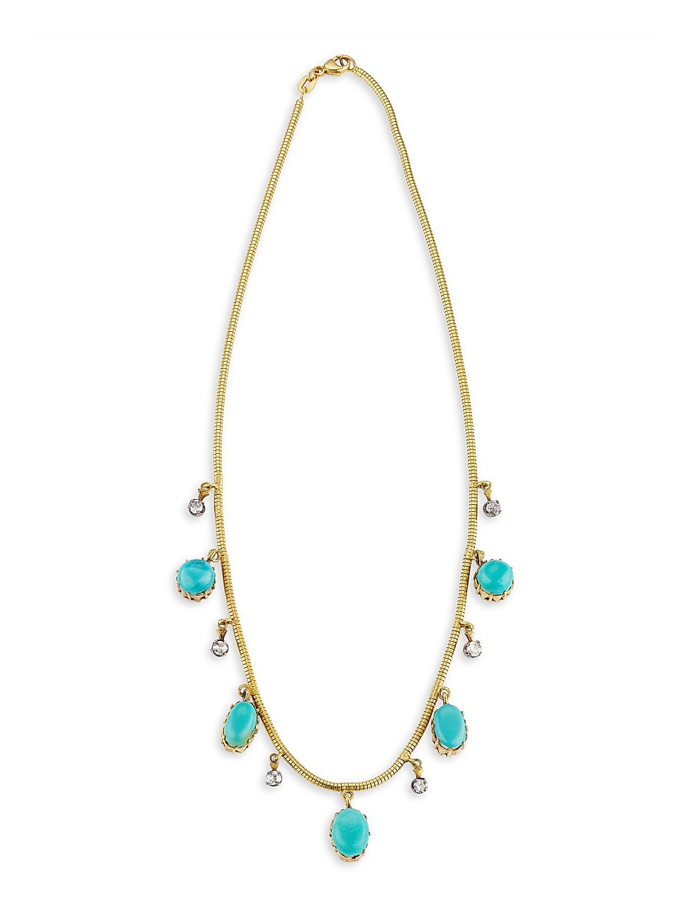 Women's 18K Yellow Gold, Diamond & Persian Turquoise Fringe Snake-Chain Necklace - Turquoise - Turqu | Saks Fifth Avenue