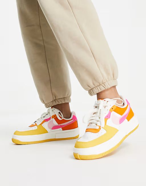 Nike Air Force 1 Fontanka sneakers in white and hyper pink solar mix | ASOS | ASOS (Global)