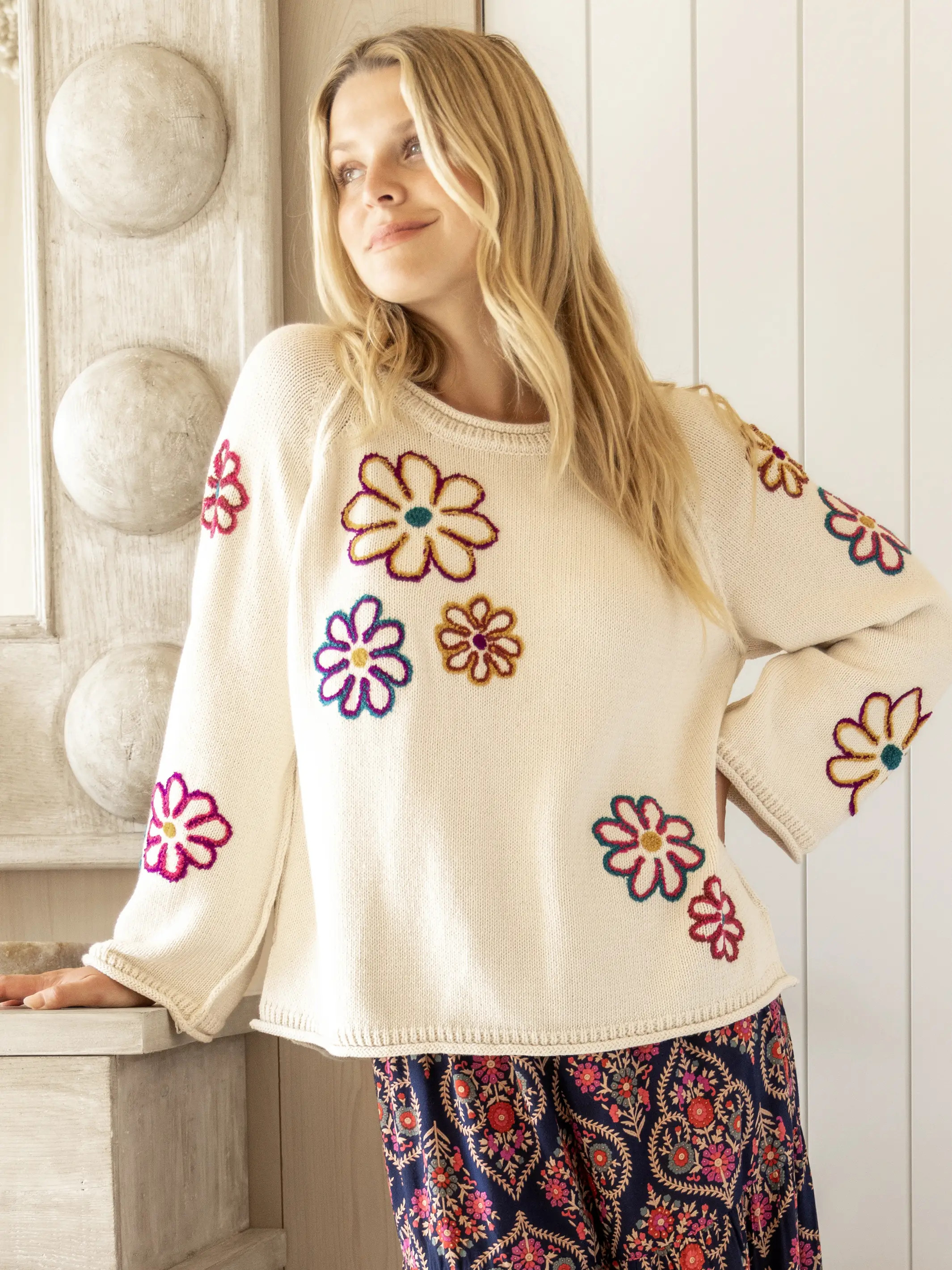 Blooms Cotton Tufted Sweater | Natural Life