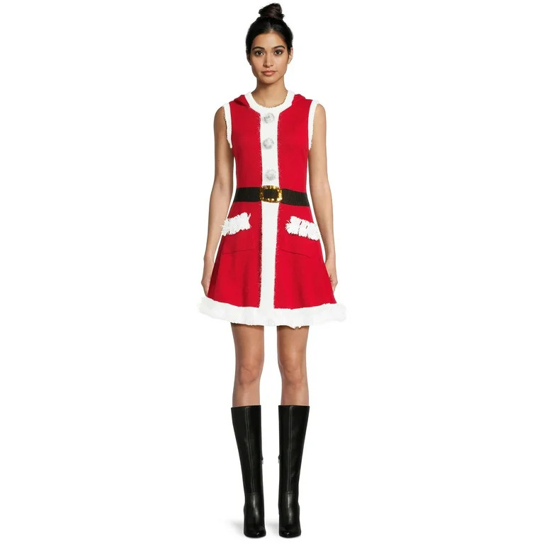 No Boundaries Juniors Santa Dress with Hood, Sizes XS-3XL | Walmart (US)