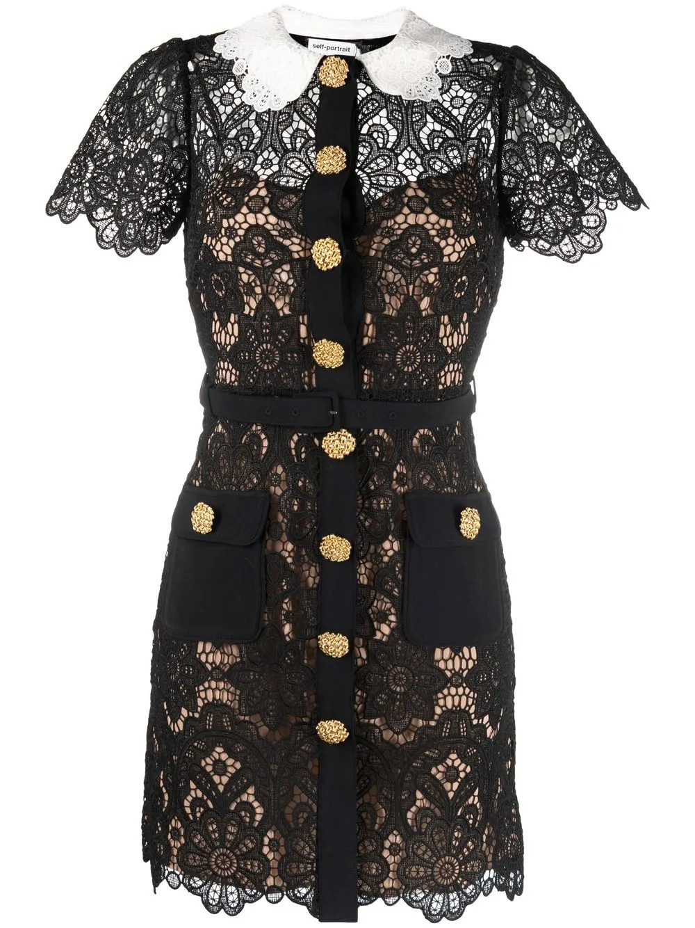 Self-Portrait floral-lace peter-pan Collar Minidress - Farfetch | Farfetch Global