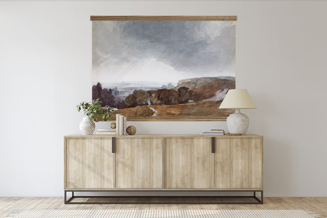 Huge Wall Décor Hilltop Watercolor Canvas Wall Art Watercolor Canvas Wall Hanging - Etsy | Etsy (US)