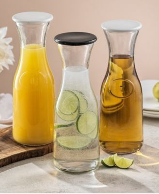 JoyJolt Hali Glass 35 oz Carafe Bottle Pitcher with 8 Lids, Set of 4 - Macy's | Macy's
