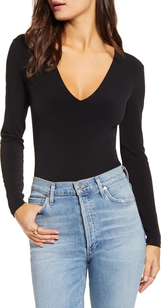 Deep V-Neck Long Sleeve Bodysuit | Nordstrom