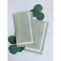 Sage Scalloped Paper Napkins Set Of 20 Guest Towels | Etsy (US)