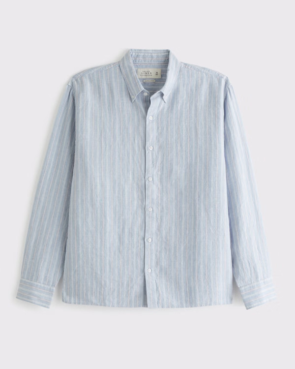 Linen Button-Up Shirt | Abercrombie & Fitch (US)