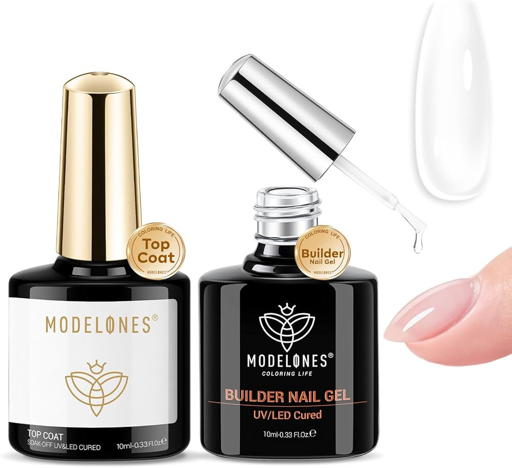 modelones Builder Nail Gel with Gel Top Coat, 8-In-One Clear Builder Acid Free Top Coat for Nail ... | Amazon (US)