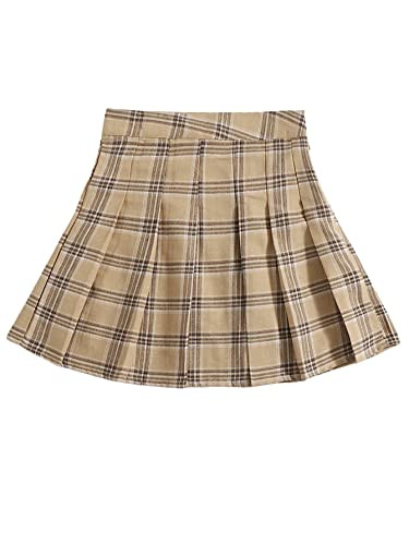 WDIRARA Women's Plaid High Waist Pleated Skater A Line Uniform Mini Skirt | Amazon (US)