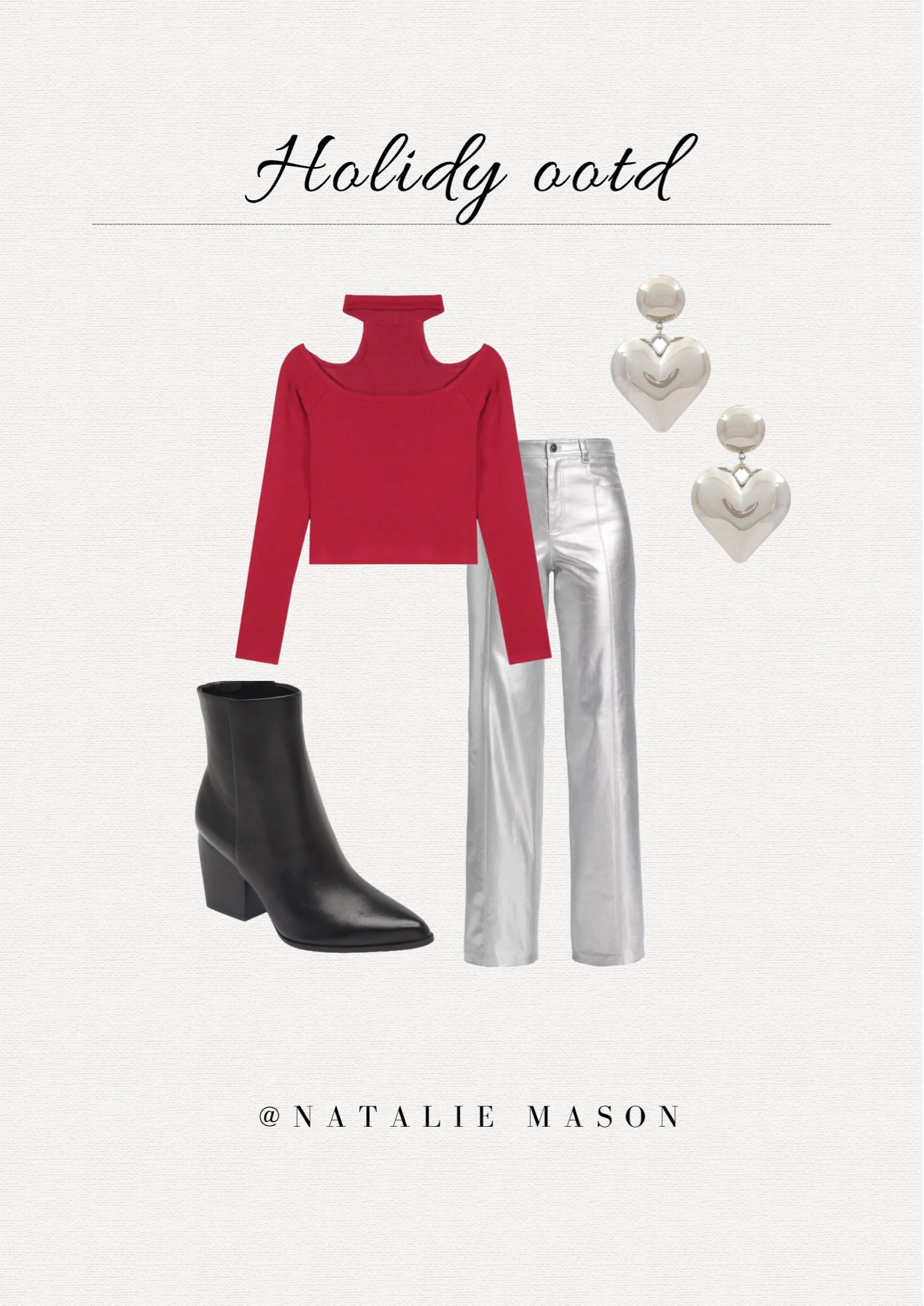 Holiday outfit inspo ❤️


Holiday outfit | metallic pants | revolve pants | black boots | silver heart earrings | red holiday top | Christmas outfit inspo 

#LTKstyletip #LTKSeasonal #LTKHoliday