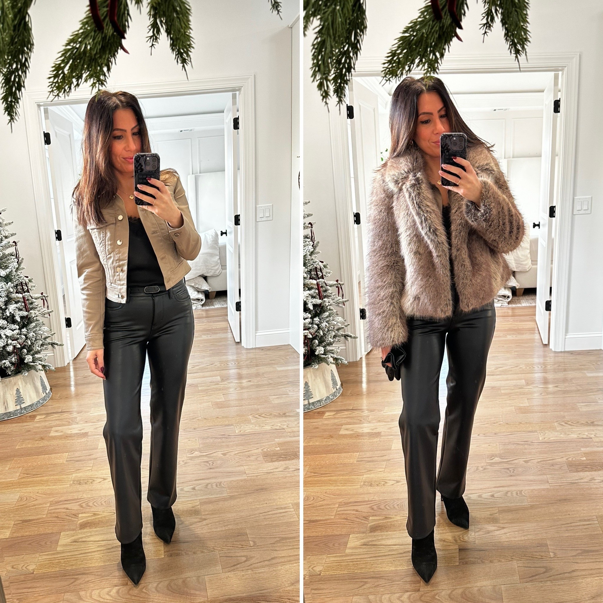 Jacket Xxs
Tank Xxs
Pants 0 
Boots tts 7 

#LTKOver40 #LTKPetite #LTKHoliday