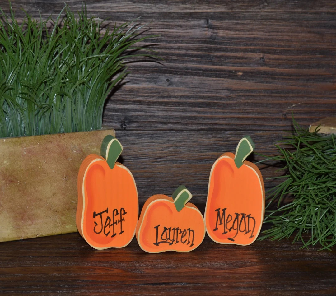 INDIVIDUAL Personalized Pumpkin Halloween Decor Thanksgiving Place Card Fall Decor Pumpkin Home D... | Etsy (US)