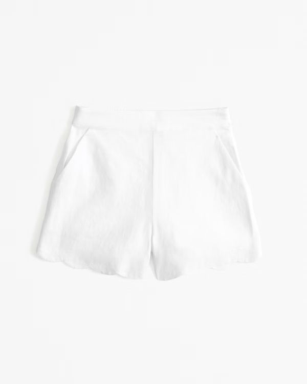 Premium Linen Scallop-Hem Tailored Short | Abercrombie & Fitch (US)