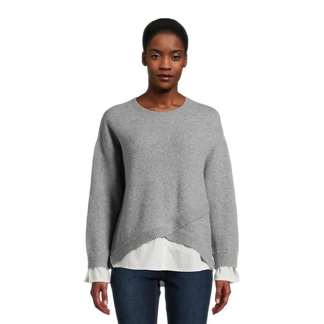 Time and Tru Women's Fine Layered Look Sweater, Lightweight, Sizes XS-XXXL | Walmart (US)