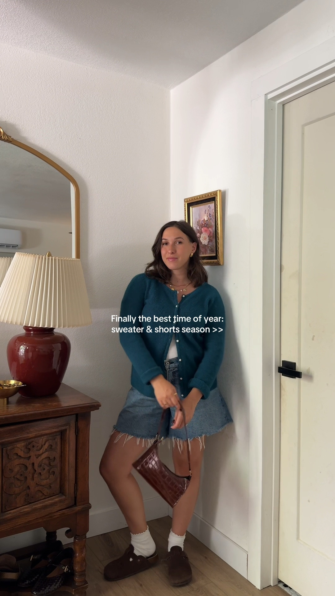 Fall ootd — Abercrombie shorts on sale! | abercrombie outfit, loose shorts, fall outfit inspo, sezane cardigan, cardigan outfit, clogs 

#LTKSaleAlert #LTKStyleTip #LTKFindsUnder50