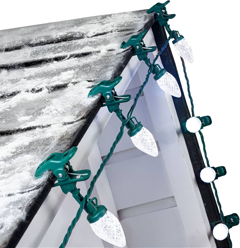 C9 LED Christmas Lights Outdoor, 66 Feet 100 LED Strawberry String Lights with 100 Spring Clamps,... | Amazon (US)