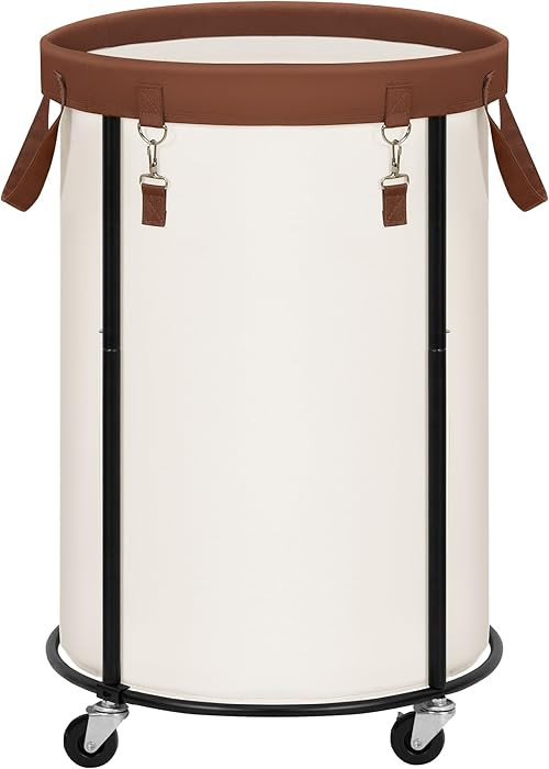 STORAGE MANIAC Rolling Laundry Hamper with Wheels 110L Laundry Basket, Round Laundry Cart with Me... | Amazon (US)